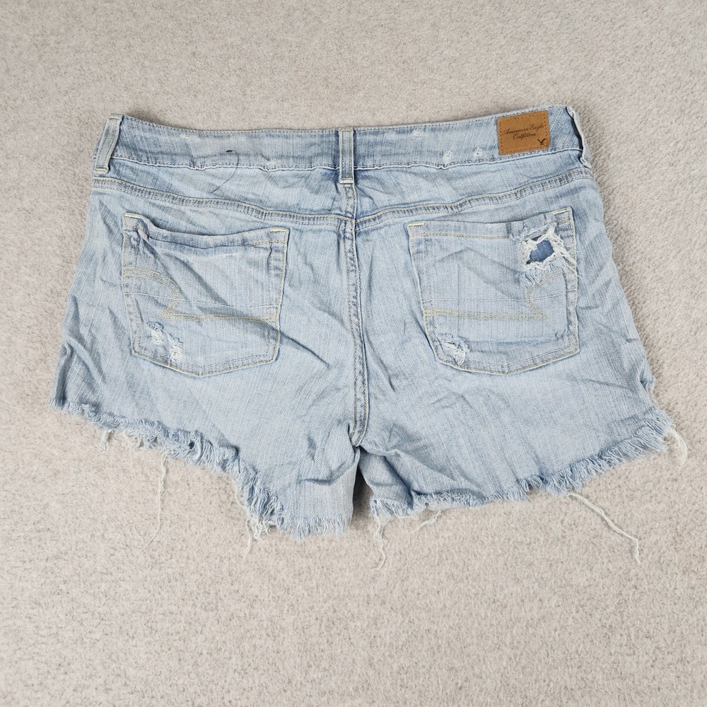 American Eagle Outfitters Favorite Boyfriend Shorts Womens 12 Blue Denim Raw Hem - Picture 3 of 8